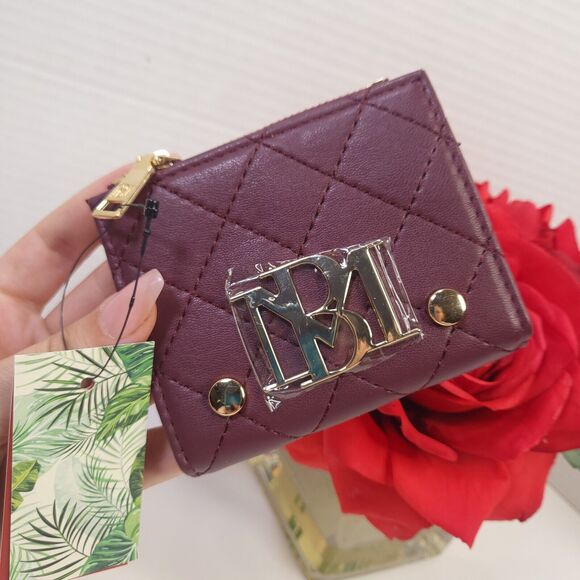 NWT Badgley Mischka Plum Red / Purple Short Bifold Card Wallet - Picture 1 of 9